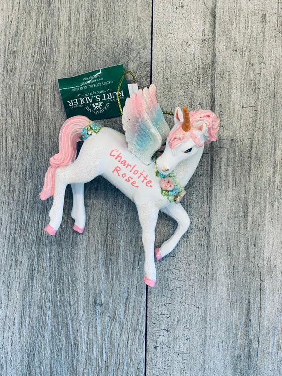 Personalized Pink Unicorn Christmas Ornament Custom Classic Etsy