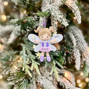 Personalized Fairy Christmas Ornament | Hand-Painted Pixie Girl Ornament