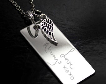 Handwriting Necklace, Handwriting Pendant, Custom Handwriting, Custom Necklace, Personalized Pendant, Rectangular Pendant, Memorial Pendant