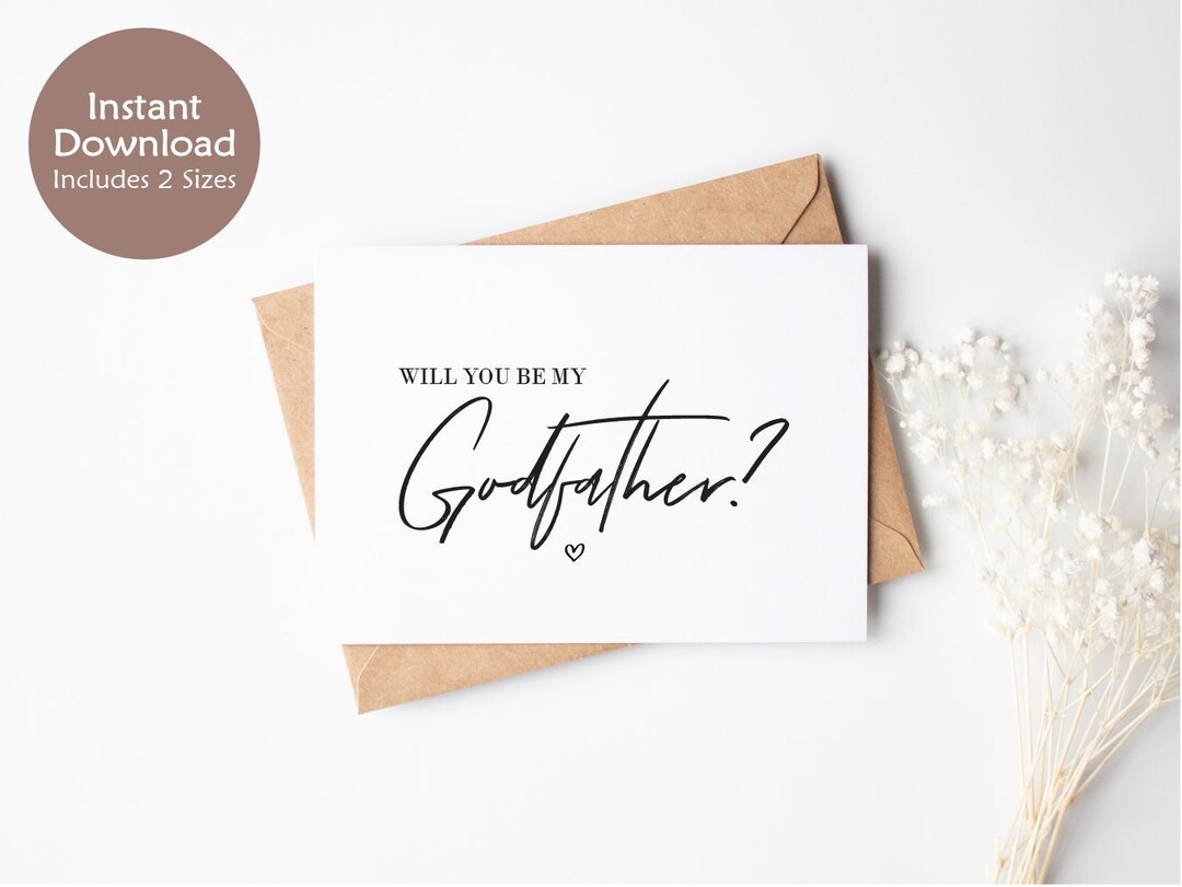 Godfather Proposal Card, Modern Be My Godfather Card, Will You Be My
