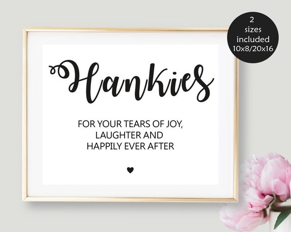 Wedding Hankies Sign Wedding Handkerchief Sign Wedding Favor Etsy