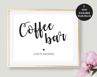 Coffee Bar Sign Wedding Coffee Bar Decoration Coffee Station Sign, Bridal Shower Sign Wedding Favors Sign Coffee Favors, Love is Brewing