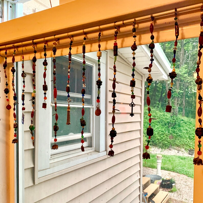 Simple Elegant Beaded Curtain Valance Handmade Whimsical Boho Etsy