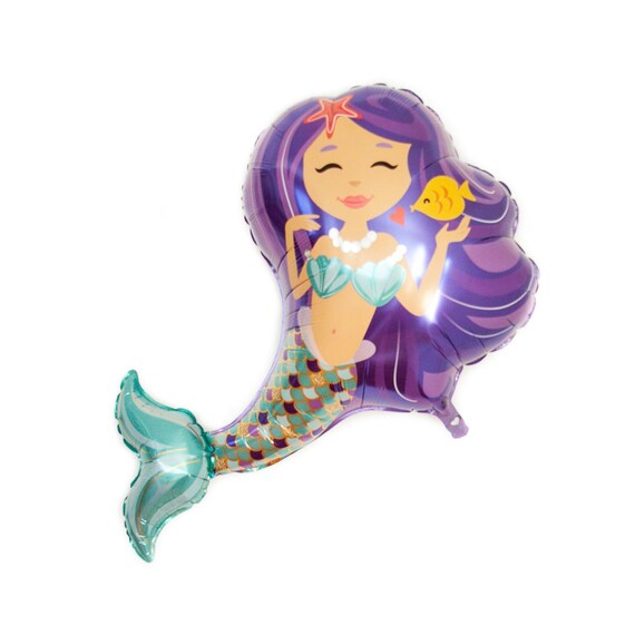 Mermaid Balloon Under The Sea Mermaid Birthday Purple Hair Etsy