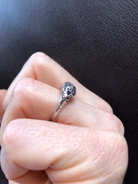 Edwardian diamond + Sapphire Ring - image 1