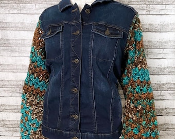crochet denim jacket
