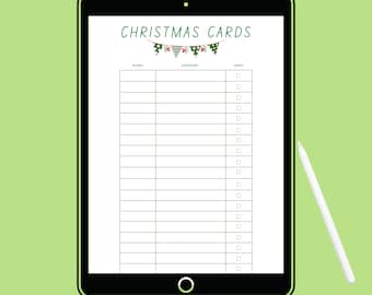Christmas Card Tracker Printable Christmas Card Checklist Holiday Card ...