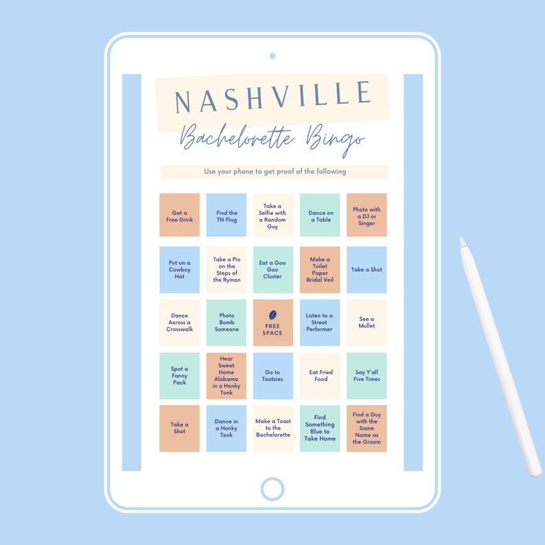 Nashville Bachelorette Bingo Printable Etsy