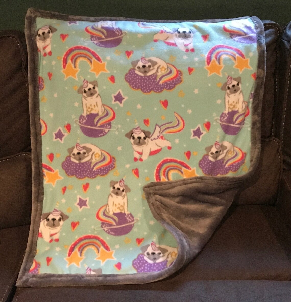 Pug Blanket Pug Unicorns Unicorn Pugs Magical Pugs Pugs Etsy