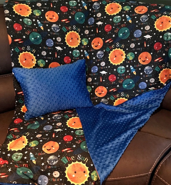 Solar System Blanket And Pillow Set Kids Happy Solar Etsy