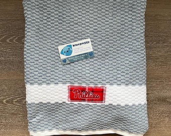 Handmade Philadelphia Phillies Bath Towel, Baseball Fan Gift