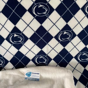 Handmade Penn State Fleece Blanket Throw: Plush Backing, College Football Gift