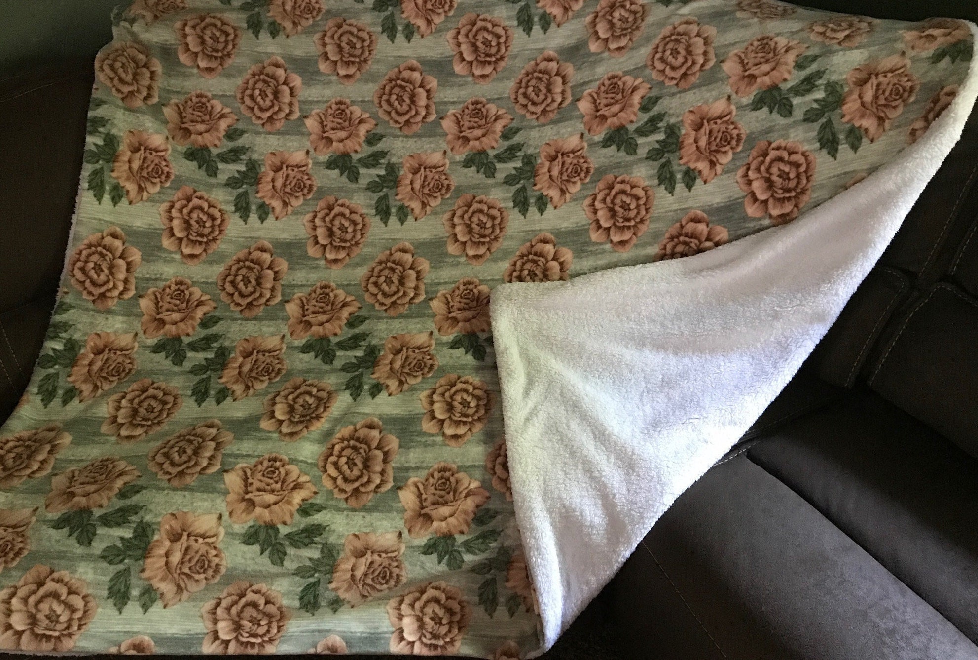 Blush Rose Blanket Rose Blanket Luxe Fleece Rose Blanket w Etsy