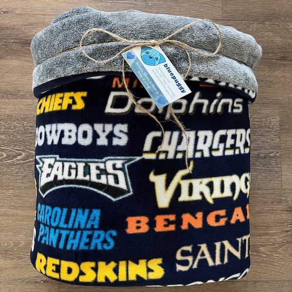 Handmade Football Fleece Blanket with Plush Gray, Eagles, Patriots, Saints, Chiefs, etc. Football Sports Blanket