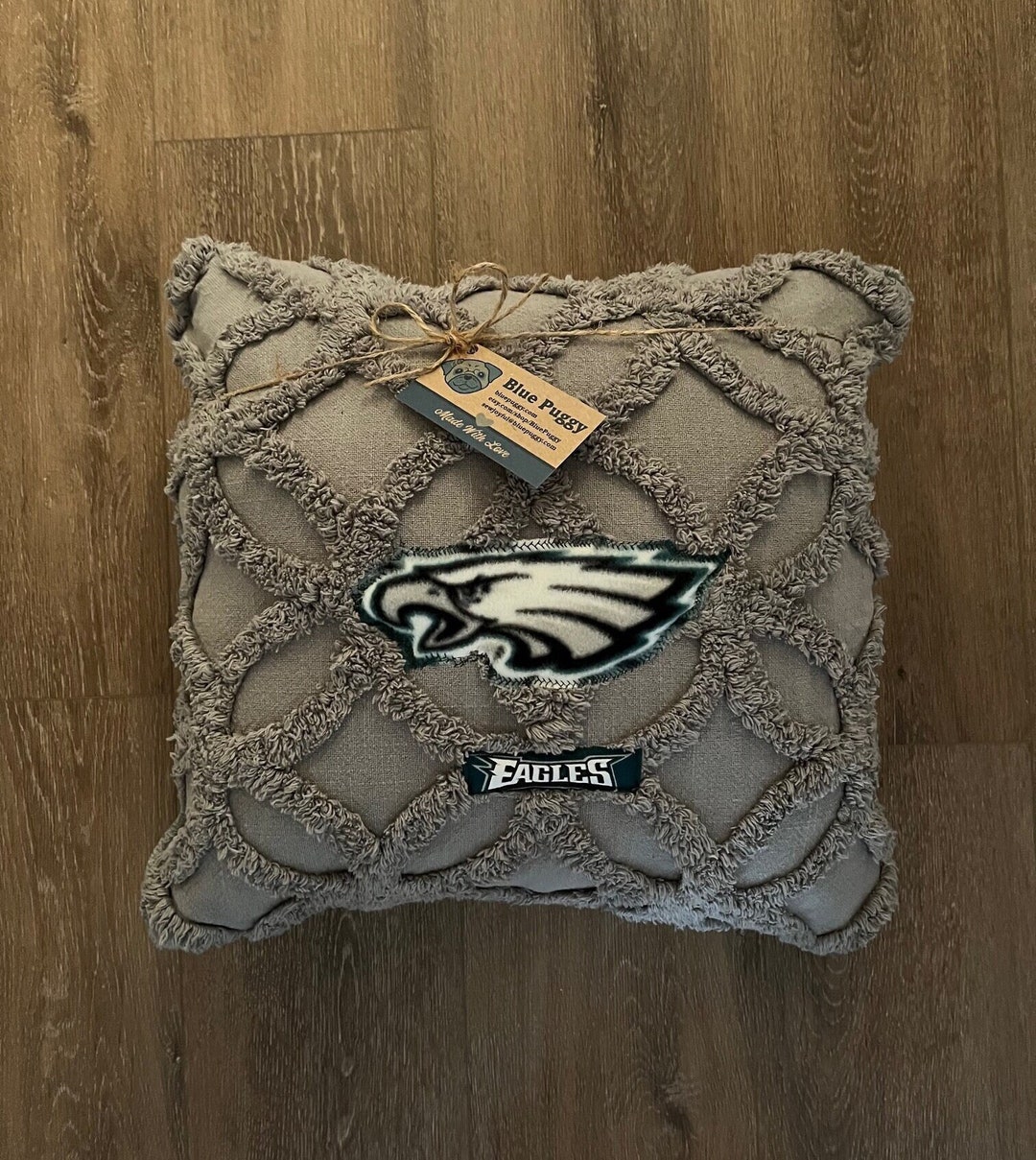 Handmade Philadelphia Eagles Pillow With Plush Gray Backing Etsy