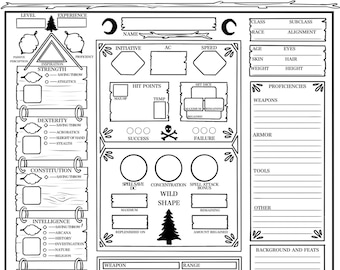 Druid Character Sheet 5e - Etsy