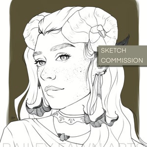Dnd Character Sketch - Portrait // OC Fantasy Commission