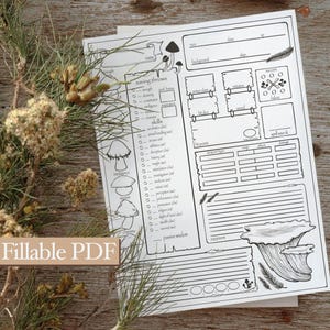 The Mushy Character Sheet || DnD 5e Fillable PDF || Mushroom Themed