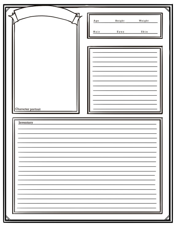 Simple Dungeons And Dragons Character Sheet Dnd Character Etsy Uk