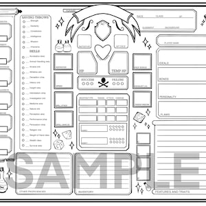 The Simple DnD Character Sheet // Landscape Fillable PDF