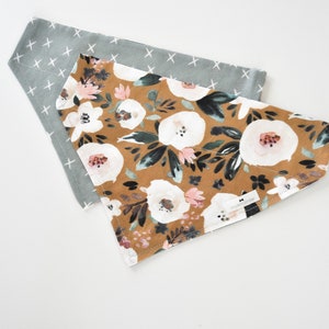 Dog Bandana, Over the Collar, Reversible Bandana, Fall Bandana- OLIVE