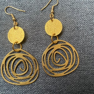 Gold brass dangle earrings
