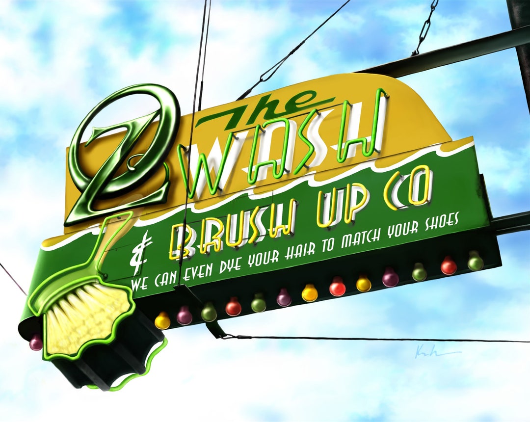Oz Wash & Brush up Co.,wizard of Oz,giclée Print,vintage Neon Sign