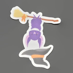 Fledermaus Hexe mit Besen Vinyl Sticker | Witchy Laptop Aufkleber | Wasserflasche Aufkleber