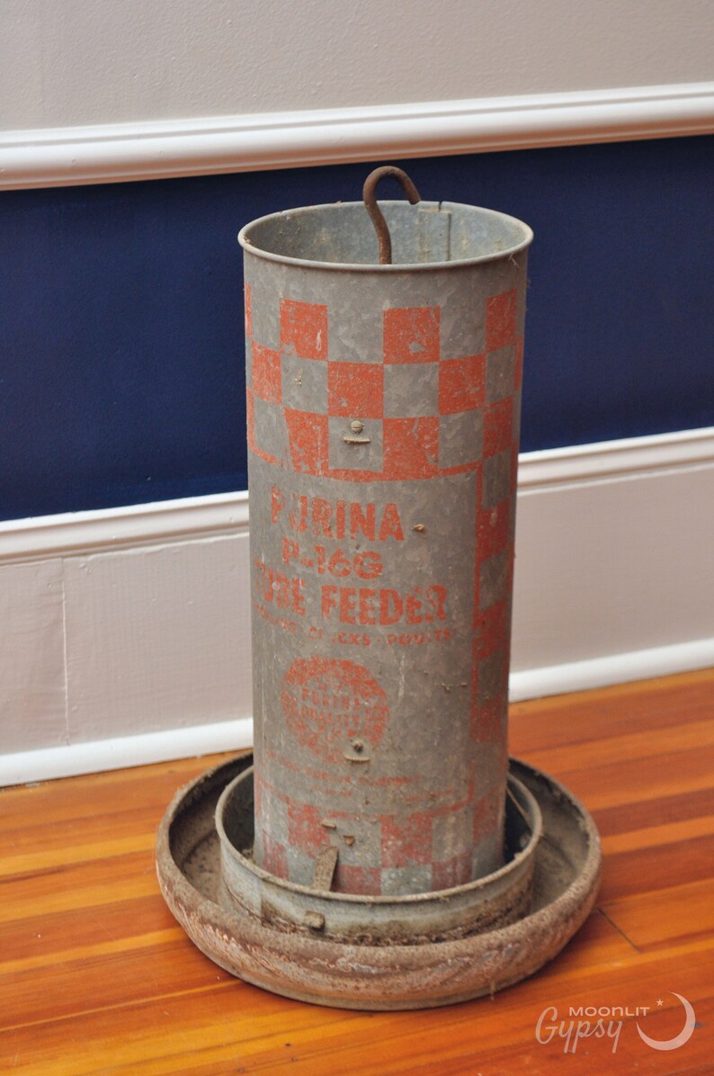 Vintage Purina Chicken Feeders Galvanized Planter Etsy