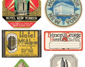 Luggage Label Hotel New Yorker Vintage Style Travel Decal Vinyl Sticker 