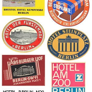 HOTEL BERLIN #2 - Luggage Labels collage sheet DOWNLOAD. 6 vintage hotel travel labels from Berlin Germany. printable collage sheet download