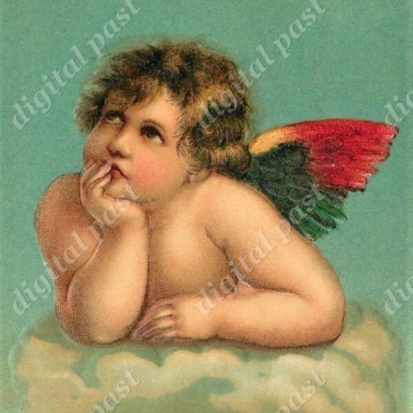 Antique Cupid postcard image ~ INSTANT DOWNLOAD ~ Valentine's Day Cupid clipart, vintage valentine angel