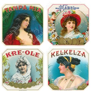 Victorian Cigar Beauties No. 2 ~ DIGITAL COLLAGE SHEET ~ antique cigar label art victorian women instant download vintage printable clipart