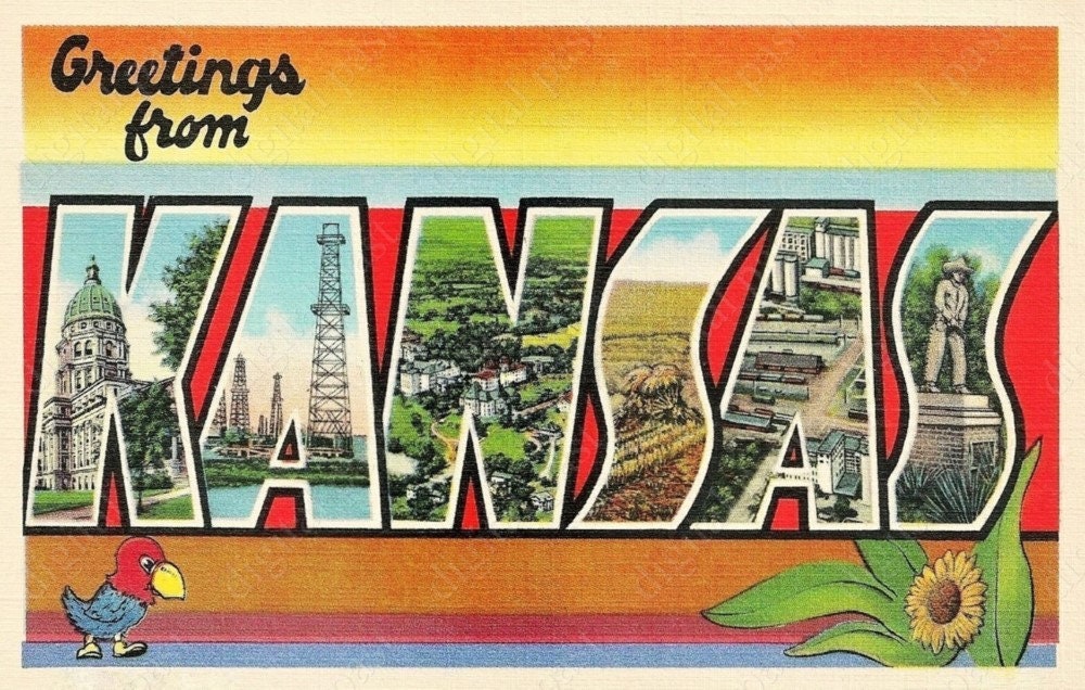 Greetings From Kansas Vintage Postcard INSTANT DOWNLOAD Etsy UK