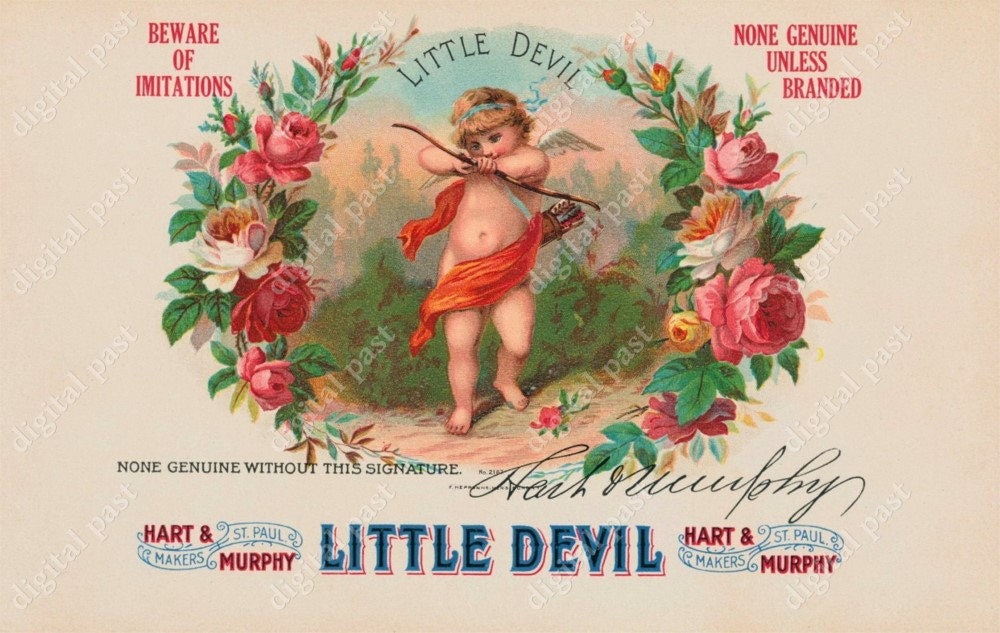 little devil antique cigar box label instant download cigar etsy