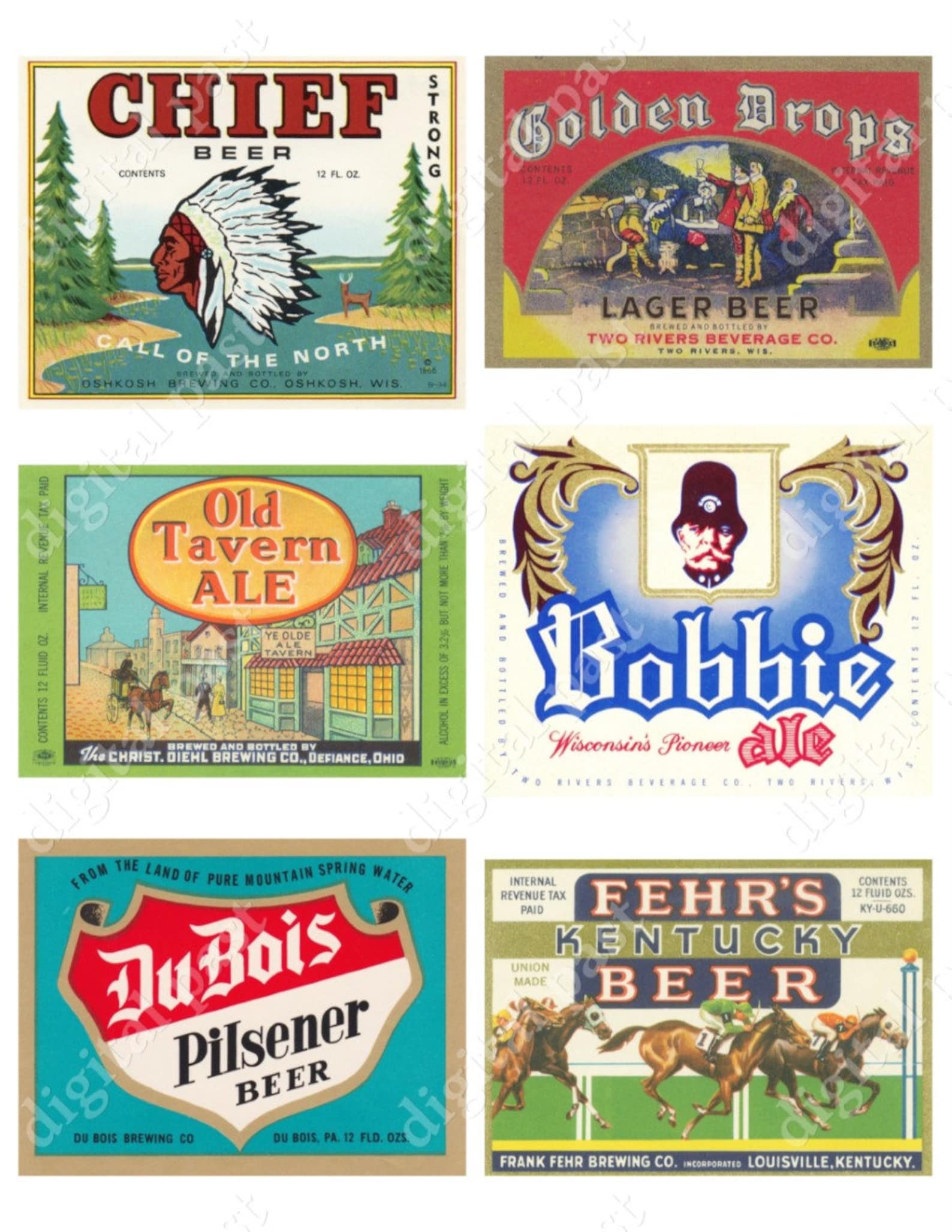 30 VINTAGE BEER LABELS Set of 5 Digital Collage Sheets 30 Etsy