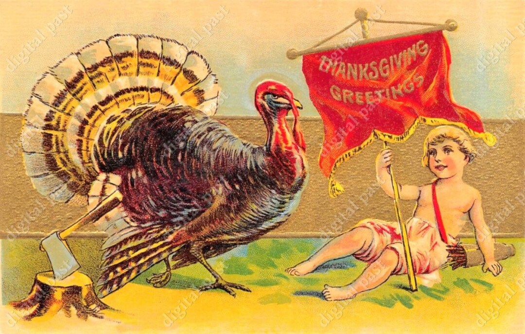 Vintage Thanksgiving Postcard - Instant Download Printable Postcard ...