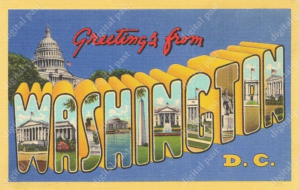 Greetings From Washington D.C. Vintage Postcard INSTANT DOWNLOAD ...