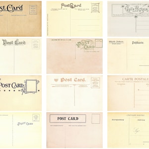 12 Antike Postkarten Backs - INSTANT DOWNLOAD - Set von 12 druckbaren Postkarten backs download, postkarten collage sheets, vintage postkarten backs