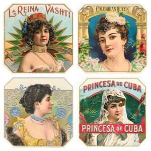 Victorian Cigar Beauties No. 3 ~ DIGITAL COLLAGE SHEET ~ antique cigar label art victorian women instant download vintage printable clipart