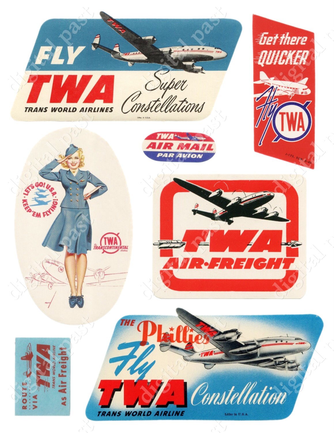 50sレアTWA(トランスワールド航空)オリジナルCAデザインラゲージ 