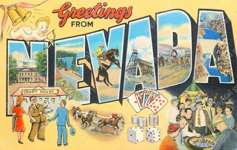 NEVADA Big Letters Vintage Postcard INSTANT DOWNLOAD Retro Etsy