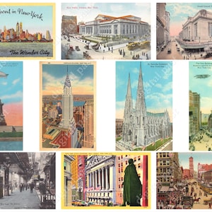 50 NYC DRUCKBARE POSTKARTEN Set - Instant Download - 50 verschiedene Vintage New York City Postkarten - Art Deco Ära NYC Postkarten