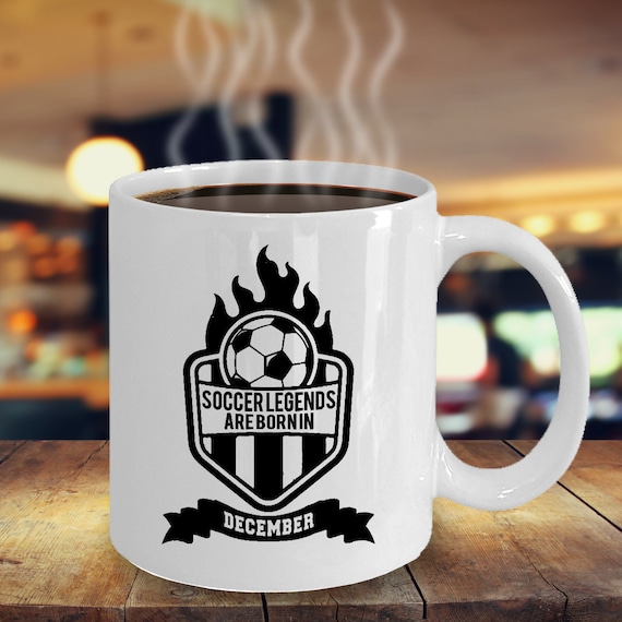 December Soccer Legends Coffee Mug 11oz White Ceramic Cup