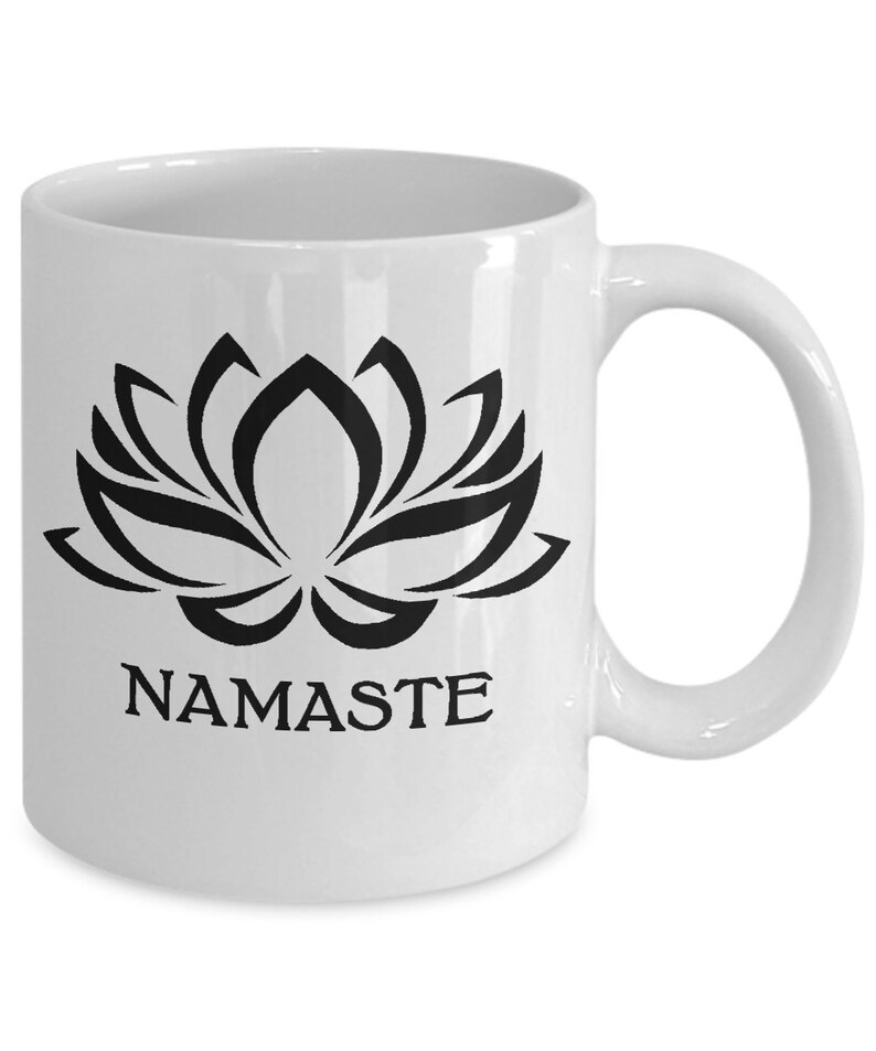 Namaste Black Lotus Blossom 11oz White Coffee Cup Namaste | Etsy