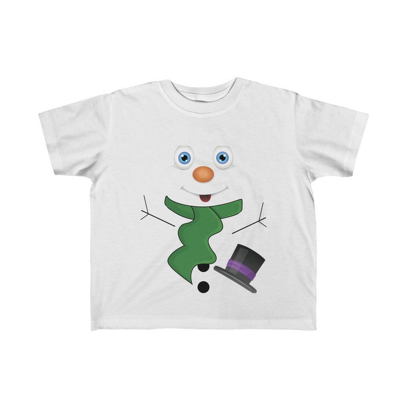 Adorable Funny Snowman Face T-shirt Kid/'s Fine Jersey Tee Top Christmas Holiday Hat Frosty Toddler White Baby Blue Pink