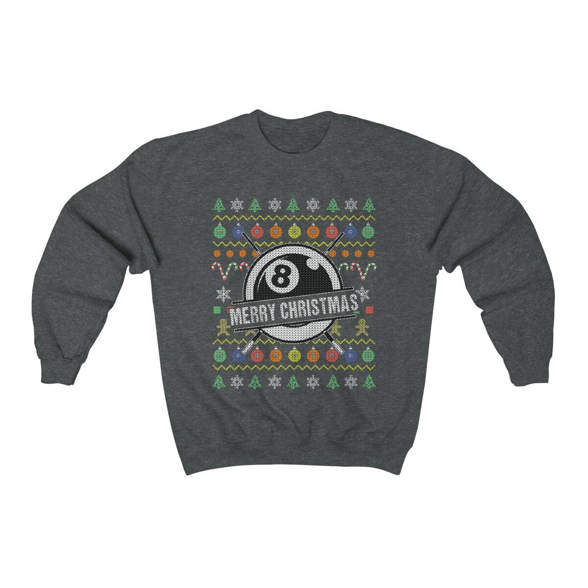 8 Ball Billiards Ugly Christmas Sweater Adults Sweatshirt Pool Etsy