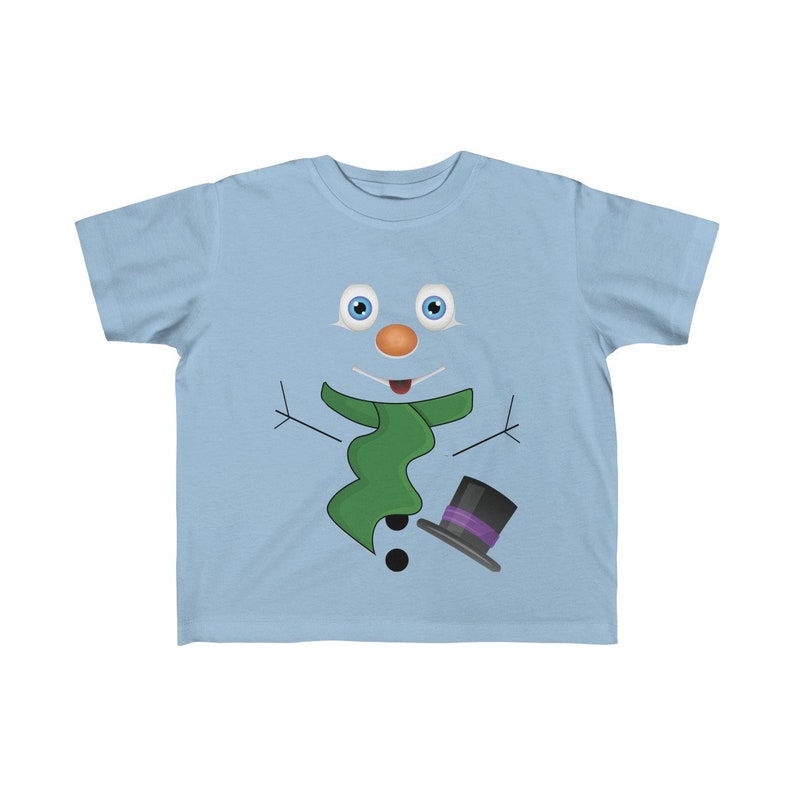 Adorable Funny Snowman Face T-shirt Kid/'s Fine Jersey Tee Top Christmas Holiday Hat Frosty Toddler White Baby Blue Pink