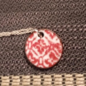 Enameled copper penny necklace