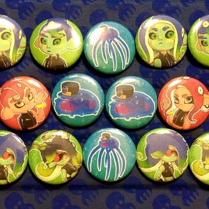 Splatoon 2 Octo Expansion Buttons (Agent 8, CQ Cumber, Sanitized Octo&#39;s)